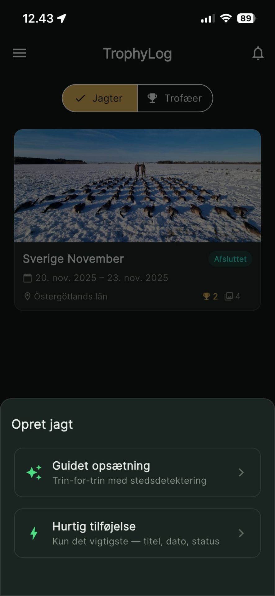 Create a new hunt entry