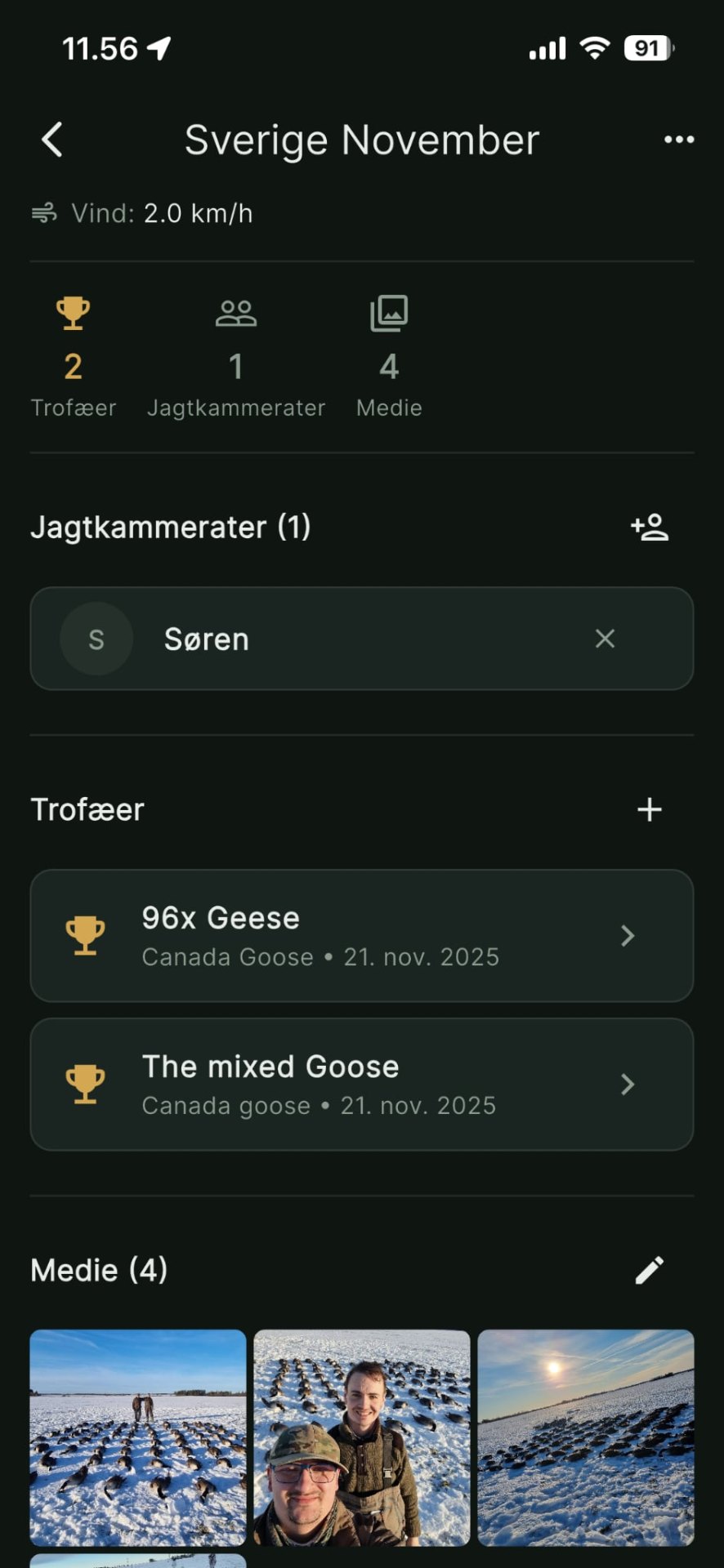 Hunt detail showing linked trophies